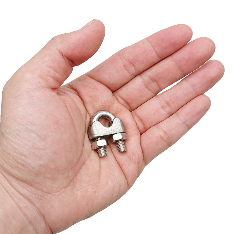 Hulless 1/4 Inch 6mm Wire Rope Clamps Clip 304 Stainless Steel Cable Clip Fastener 12 Pcs - Image 4
